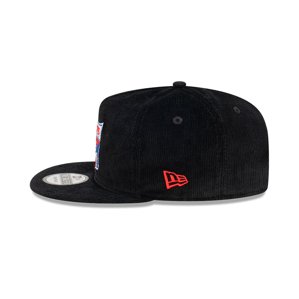Melbourne Demons Hat - AFL Retro Black Corduroy The Golfer Snapback - New Era